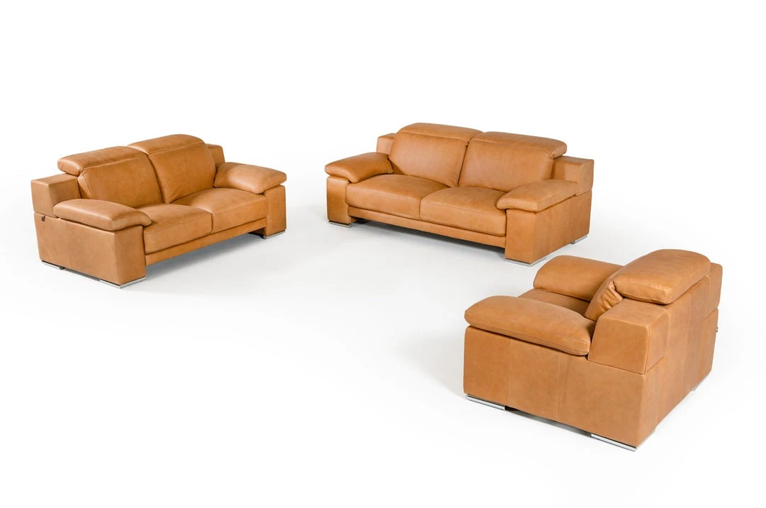 VIG Estro Salotti Evergreen Italian Modern Leather Sofa Set Living Room