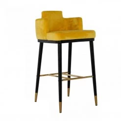 VIG Dining Room Modrest Conifer Modern Glam Yellow Barstool By Hollywood Glam