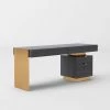 VIG Modrest Trahan - Modern Grey Elm & Gold Office Desk