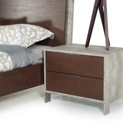 VIG Nova Domus Conner Modern Dark Walnut & Faux Concrete Bedroom Set Beds & Headboards
