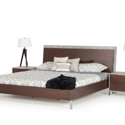 VIG Nova Domus Conner Modern Dark Walnut & Faux Concrete Bed Beds & Headboards