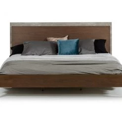 VIG Nova Domus Conner Modern Dark Walnut & Faux Concrete Bed Beds & Headboards