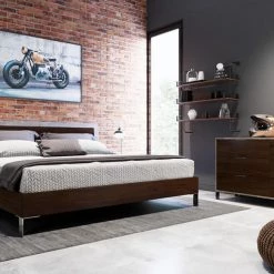 VIG Nova Domus Conner Modern Dark Walnut & Faux Concrete Bed Beds & Headboards