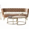 VIG Divani Casa Courtney - Beige & Gold Fabric Sofa Living Room