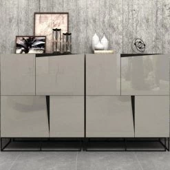 VIG Living Room Modrest Hope Modern Grey Gloss Tall Buffet