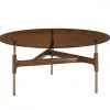 VIG Modrest Lawson Modern Round Walnut & Glass Coffee Table Living Room