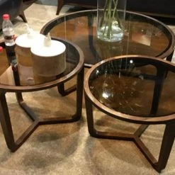 VIG Modrest Jordi Modern 3-Piece Walnut Coffee Table Set Living Room