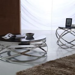 VIG Modrest Tulare Contemporary Smoked Glass Coffee Table By Hollywood Glam
