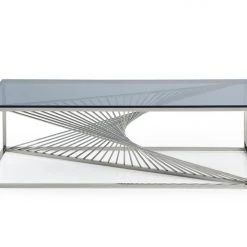 VIG Living Room Modrest Trinity Modern Glass & Stainless Steel Coffee Table