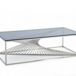 VIG Living Room Modrest Trinity Modern Glass & Stainless Steel Coffee Table
