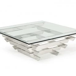 VIG Modrest Upton Modern Square Glass Coffee Table By Hollywood Glam Living Room