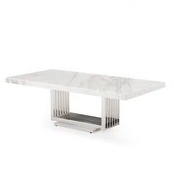 VIG Living Room Modrest Kingsley Modern Marble & Stainless Steel Coffee Table
