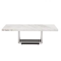 VIG Living Room Modrest Kingsley Modern Marble & Stainless Steel Coffee Table