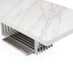 VIG Living Room Modrest Kingsley Modern Marble & Stainless Steel Coffee Table