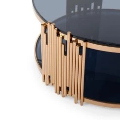 VIG Modrest Bryce Modern Smoked Glass & Rosegold Round Coffee Table