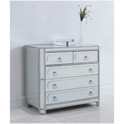Best Master Furniture Simplicity Mirrored 5 Drawer Hall Chest Bedroom