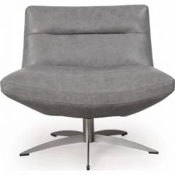 Living Room Moroni Alfio Cloud Top Grain Leather Mid-Century Swivel Chair