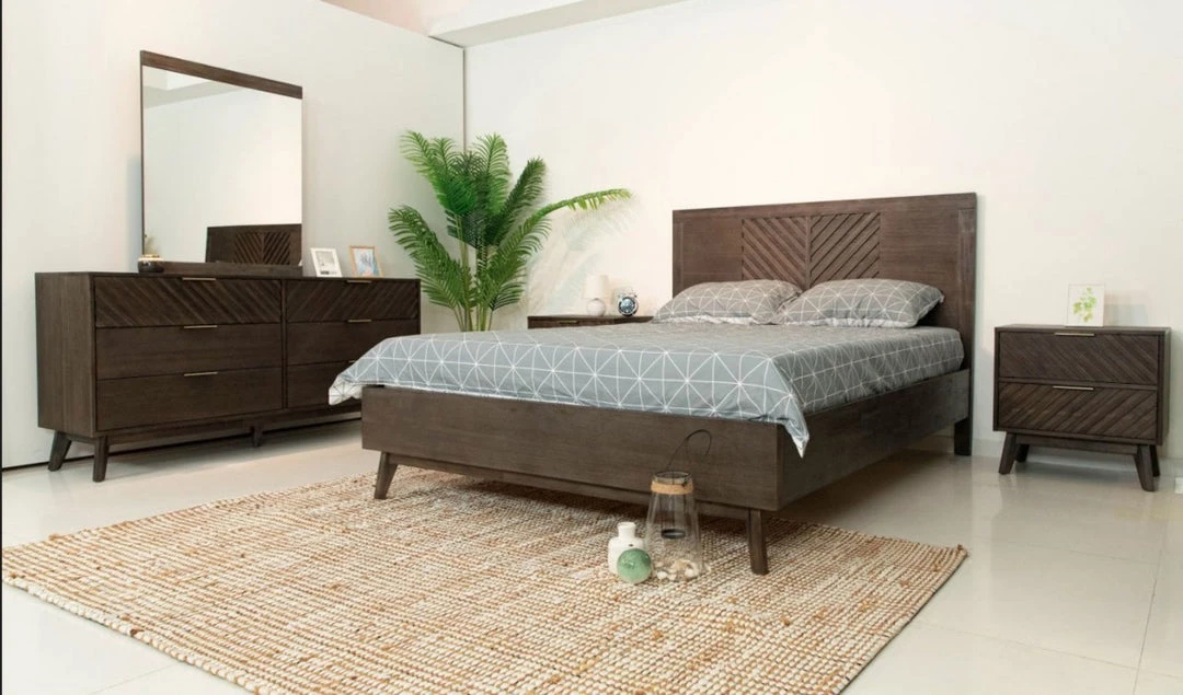 VIG Bedroom Modrest Daisy Mid-Century Dark Acacia Bed