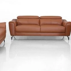 VIG Divani Casa Danis - Modern Cognac Leather Brown Sofa Set Living Room