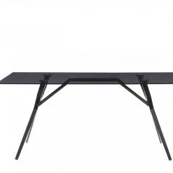 VIG Modrest Darley - Modern Grey Glass & Black Stainless Steel Dining Table Dining Room