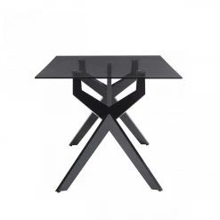 VIG Modrest Darley - Modern Grey Glass & Black Stainless Steel Dining Table Dining Room