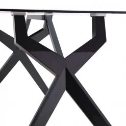 VIG Modrest Darley - Modern Grey Glass & Black Stainless Steel Dining Table Dining Room
