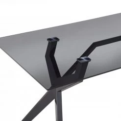 VIG Modrest Darley - Modern Grey Glass & Black Stainless Steel Dining Table Dining Room