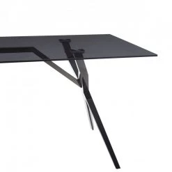VIG Modrest Darley - Modern Grey Glass & Black Stainless Steel Dining Table Dining Room