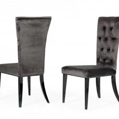 VIG Modrest Darley - Modern Grey Velvet Dining Chair Set Of 2 Dining Room