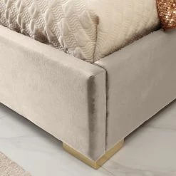 VIG Beds & Headboards Modrest Daystar - Eastern King Modern Beige Velvet & Gold Bed