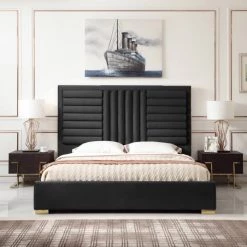 VIG Beds & Headboards Modrest Daystar - Eastern King Modern Beige Velvet & Gold Bed