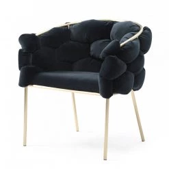 VIG Dining Room Modrest Debra - Modern Black Velvet/Brushed Brass Dining Chair