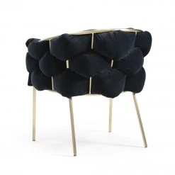 VIG Dining Room Modrest Debra - Modern Black Velvet/Brushed Brass Dining Chair