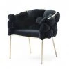 VIG Dining Room Modrest Debra - Modern Black Velvet Champagne Gold Dining Chair
