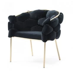 VIG Dining Room Modrest Debra - Modern Black Velvet Champagne Gold Dining Chair