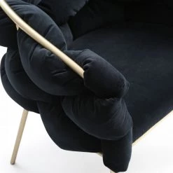 VIG Dining Room Modrest Debra - Modern Black Velvet Champagne Gold Dining Chair