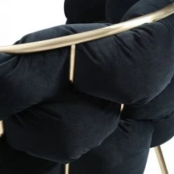 VIG Dining Room Modrest Debra - Modern Black Velvet Champagne Gold Dining Chair