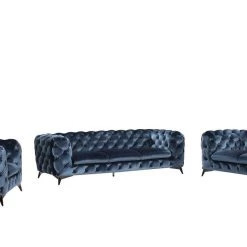 VIG Living Room Divani Casa Delilah Modern Blue Fabric Sofa