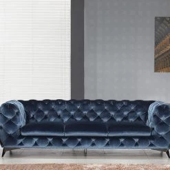 VIG Living Room Divani Casa Delilah Modern Blue Fabric Sofa