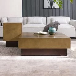 VIG Modrest Derek - Modern Metal & Antique Copper Coffee Table Living Room
