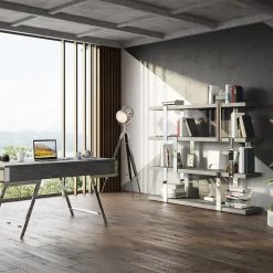 VIG Modrest Dessart - Modern Elm Grey Office Desk