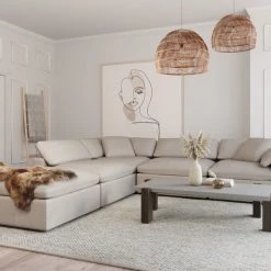 VIG Kramer Modern Modular Cream Fabric Sectional Sofa