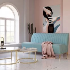 VIG Living Room Divani Casa Mosko - Modern Light Green & Gold Fabric Sofa