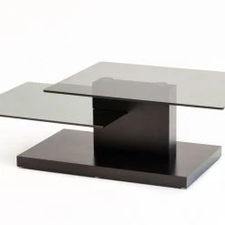 VIG Modrest Dove Contemporary Black Oak And Glass Coffee Table Living Room