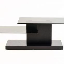 VIG Modrest Dove Contemporary Black Oak And Glass Coffee Table Living Room