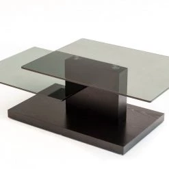VIG Modrest Dove Contemporary Black Oak And Glass Coffee Table Living Room