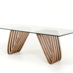 VIG Dining Room Modrest Draper Contemporary Walnut & Glass Dining Table