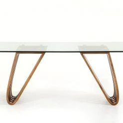 VIG Dining Room Modrest Draper Contemporary Walnut & Glass Dining Table