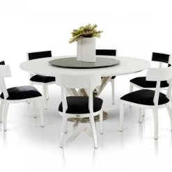 VIG Dining Room A&X Spiral - Modern Round White Dining Table With Lazy Susan