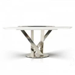 VIG Dining Room A&X Spiral - Modern Round White Dining Table With Lazy Susan